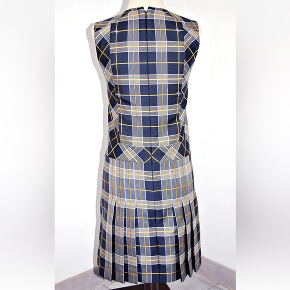 Burberry Alana Embroidered Equestrian Knight Logo Navy Plaid Mini Dress US 8 - Picture 14 of 16